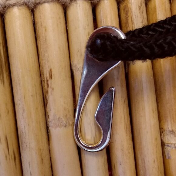 NWOT Black Weaved Strapped Fabric Belt Sliding Wood Beads Circle Center 30 in. - Picture 10 of 12